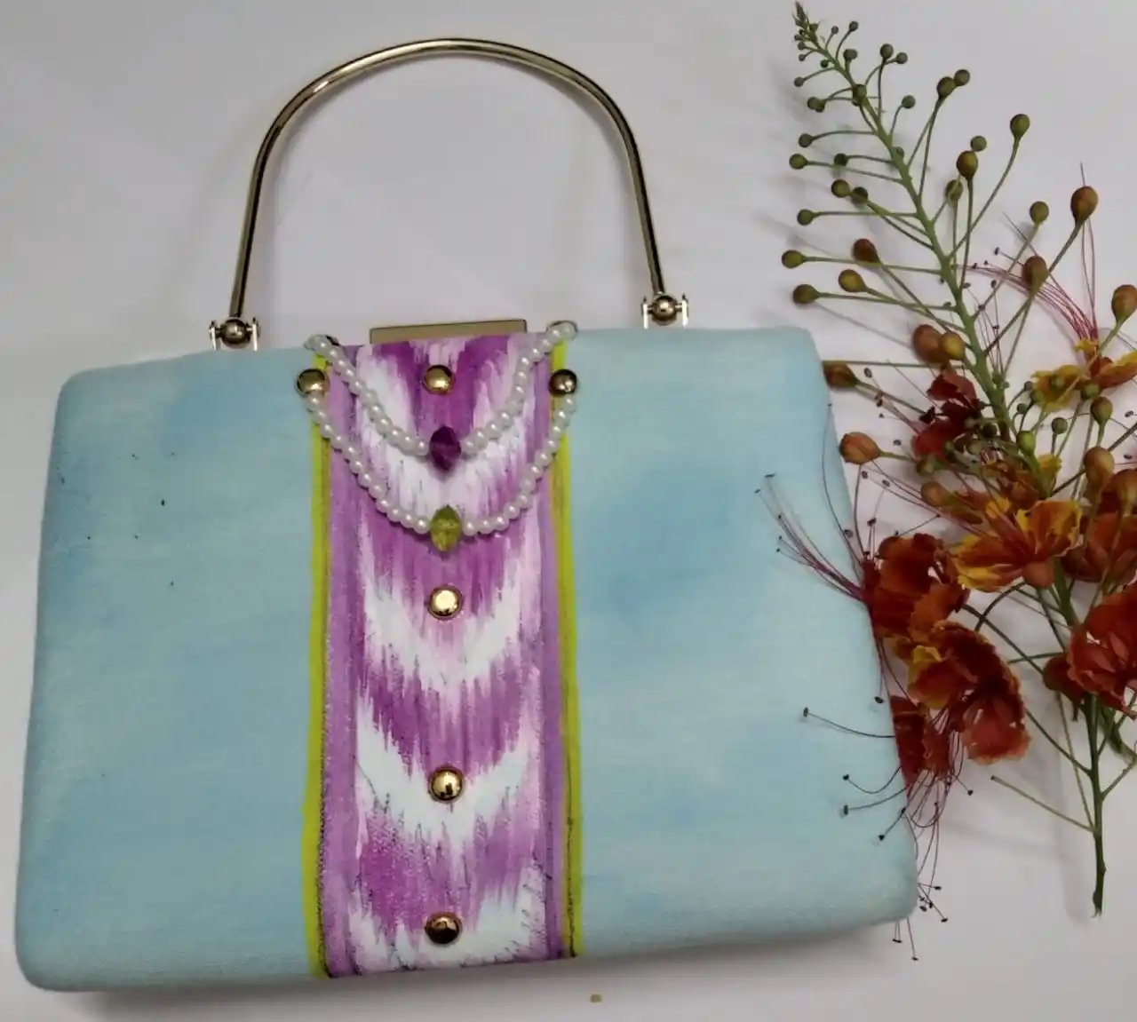 Additional image for Sky Elegance Hand-Painted Clutch